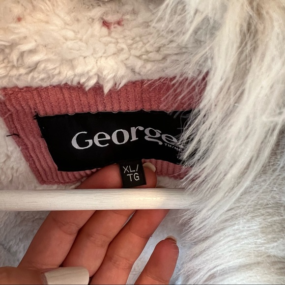 Pink corduroy jacket with fur - Picture 2 of 2